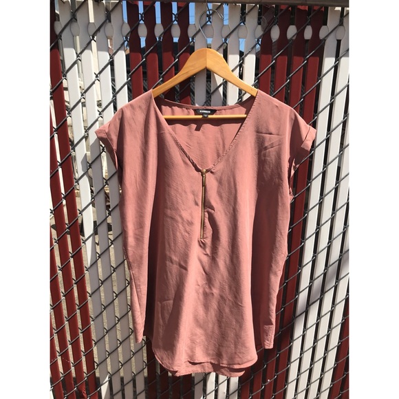 Express Tops - Express suede short sleeve blouse